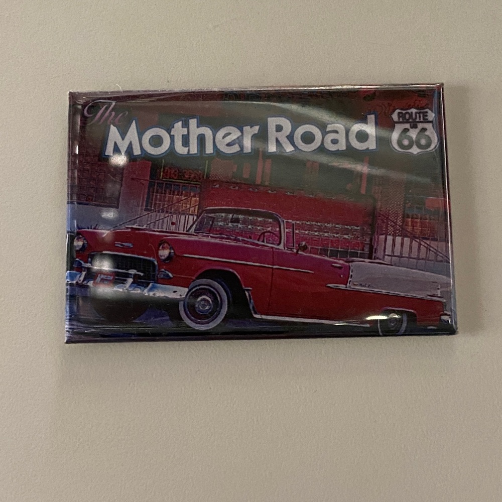 The Mother Road Route 66 magnet refrigerator - Red Classic Car